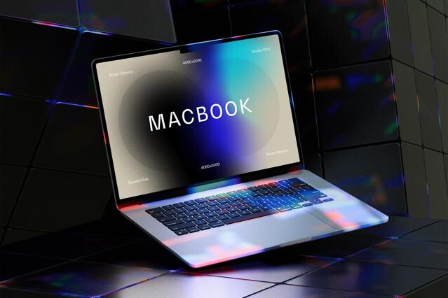 Neon Light MacBook Air Mockup