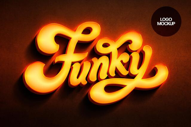 Orange Neon Wall Mockup