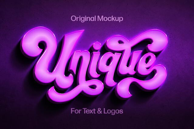 Lilac 3D Neon Wall Mockup