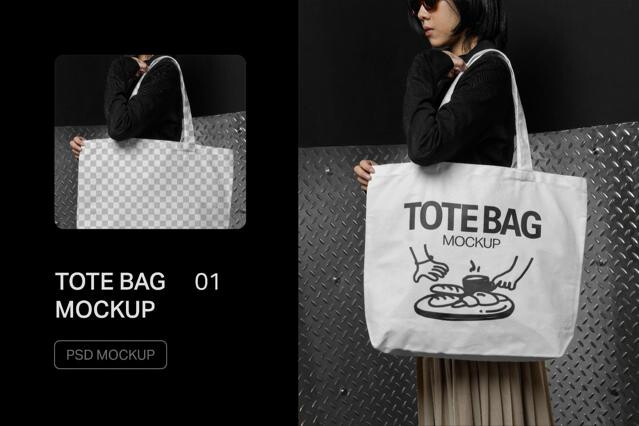 Woman Cotton Tote Bag Mockup