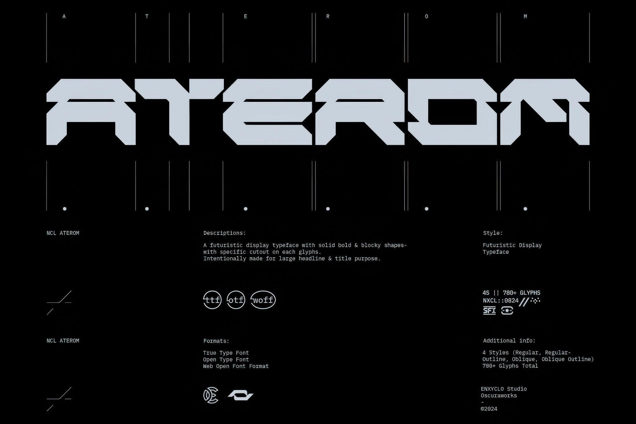 NCL Aterom — Futuristic Mecha Font