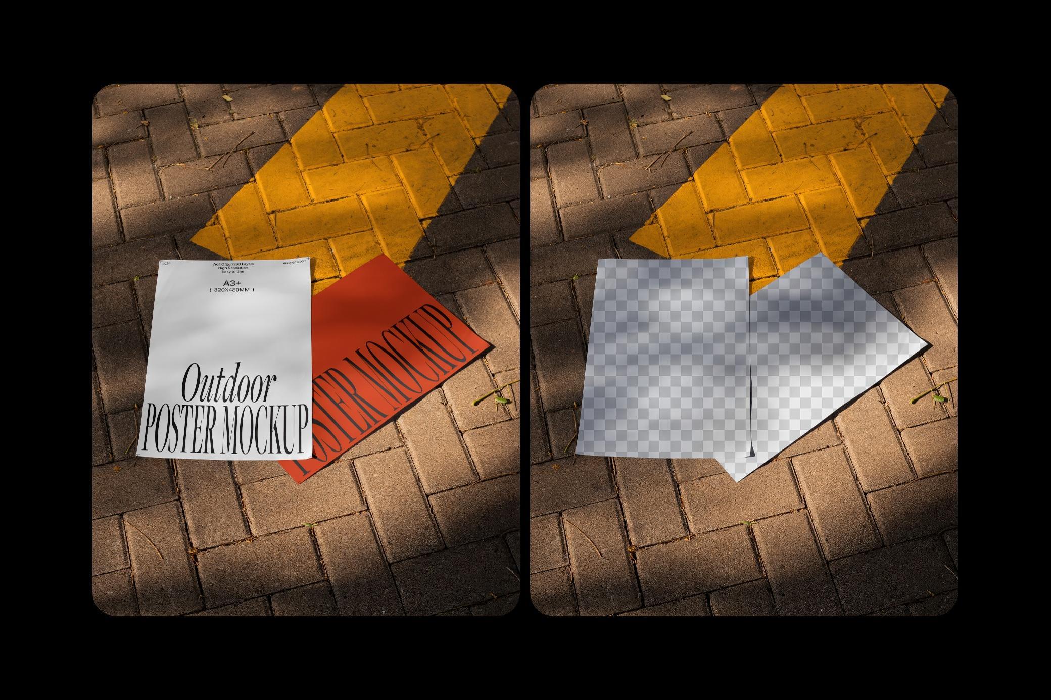 Brick Pavement A3 Poster Mockup