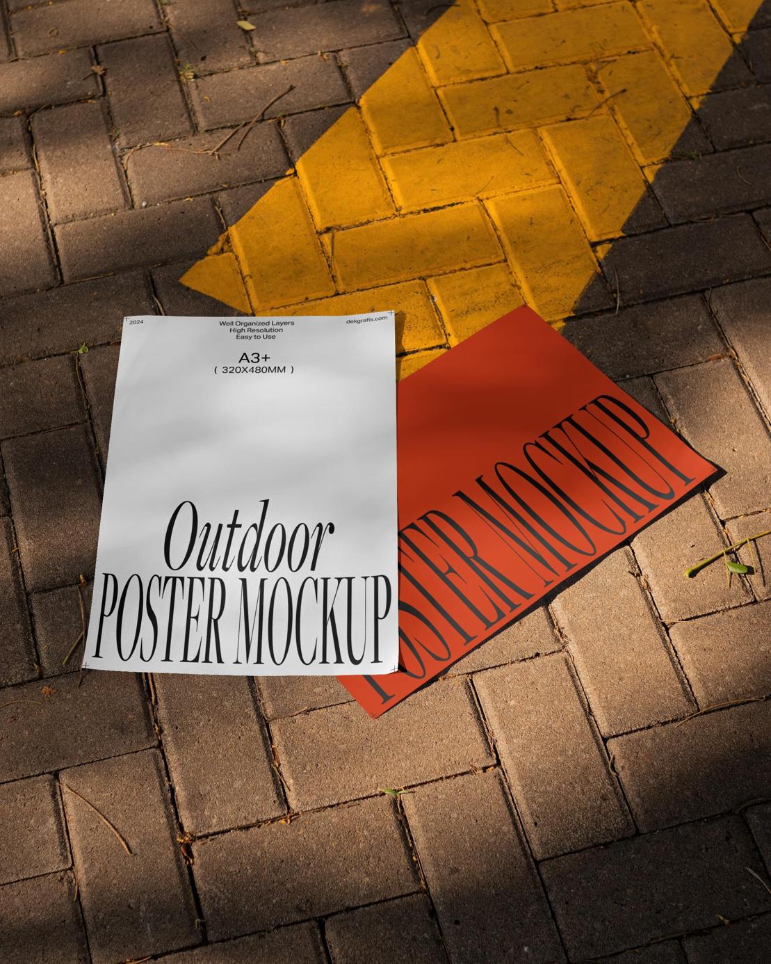 Brick Pavement A3 Poster Mockup