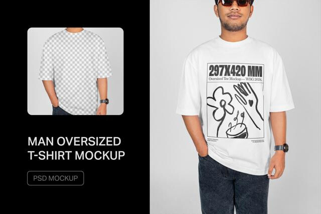 Man Oversized T-Shirt Mockup — Front View