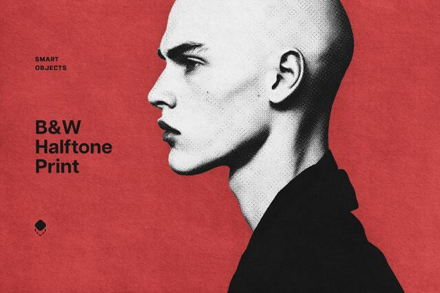 B&W Halftone Print Effect