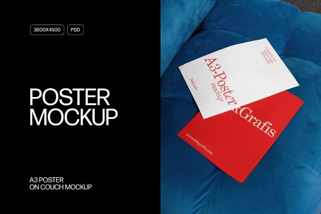 A3 Poster on Couch Mockup