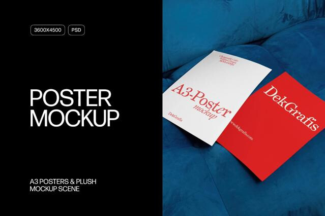 A3 Posters & Plush Mockup Scene