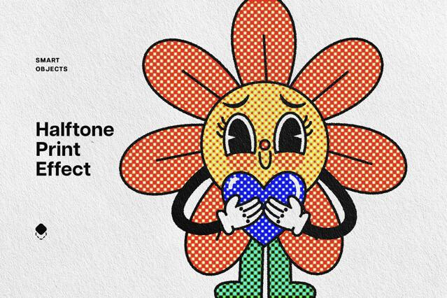 Paper Halftone Printed Effect