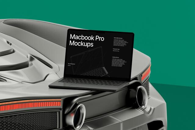 Sports Car MacBook Pro Mockup