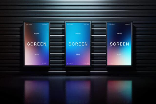 Screens on Corrugated Steel Wall Mockup