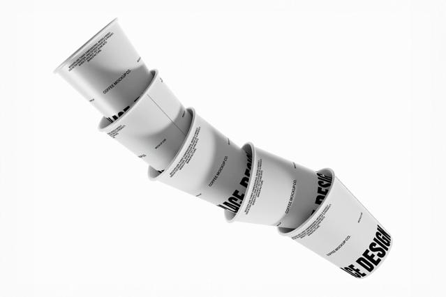 Dropping Paper Cup Stack Mockup