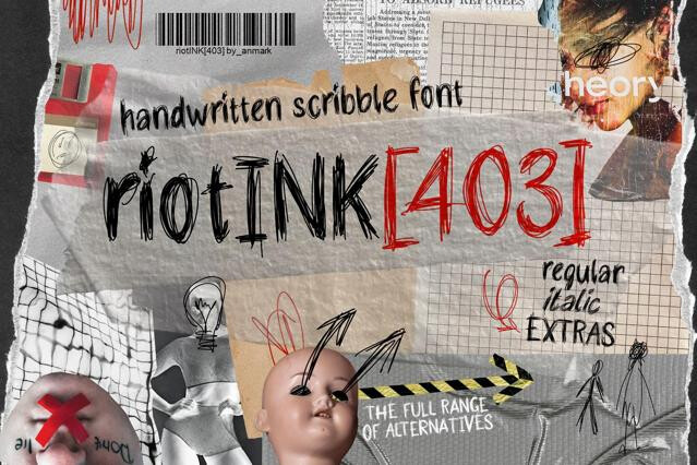 RiotINK. Handwritten Scribble Font