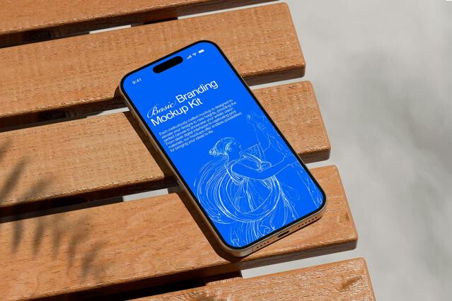 Wooden Bench iPhone Mockup