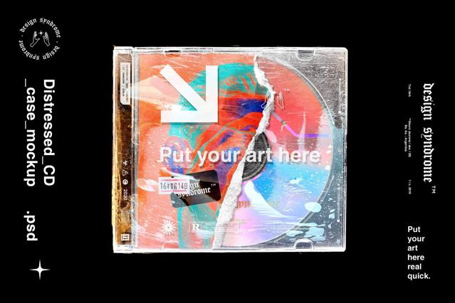 Distressed CD Cover Mockup