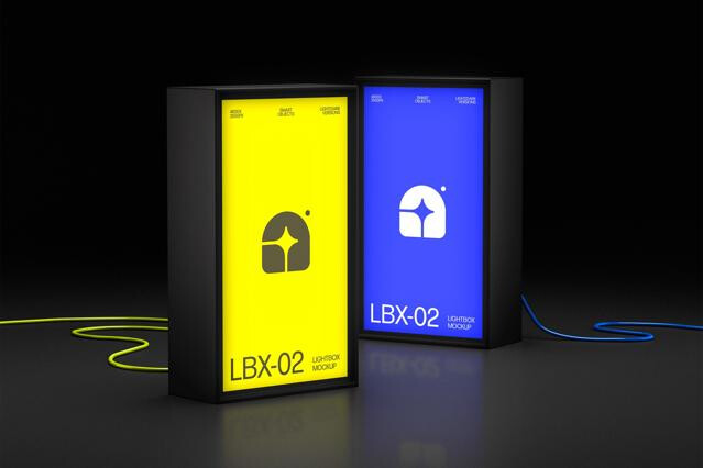 Vertical Lightbox Signages Mockup
