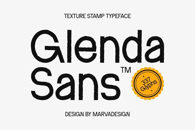 Glenda Sans — Texture Stamp Typeface