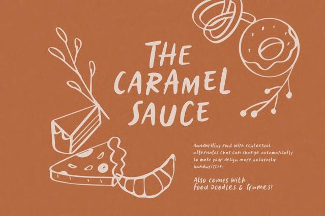 Caramel Sauce Font + Doodles
