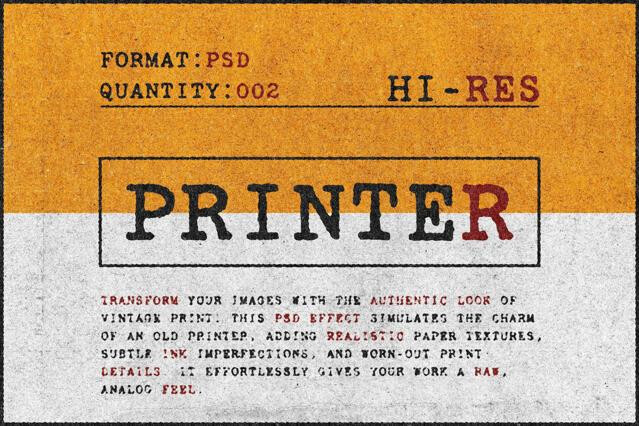 Old Ink Printer Design Effect