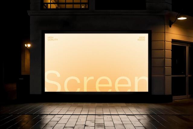 Outdoor Glowing 16:9 Screen Mockup