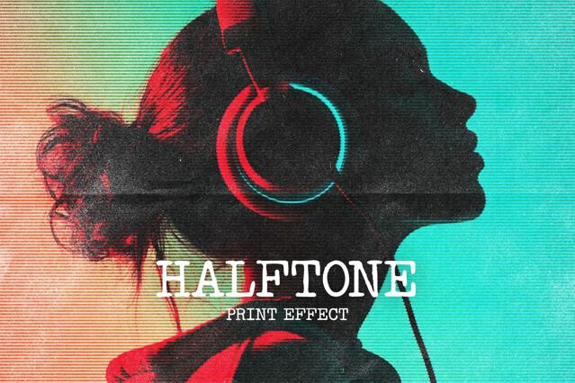 Line Halftone Print Effect