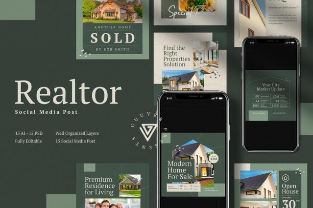 Realtor — 15 Instagram Post Templates