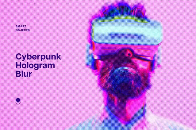 Cyberpunk Hologram Blur Photo Effect