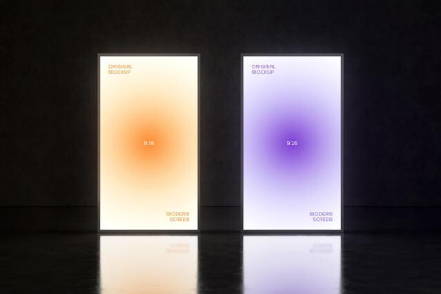 Glowing 9:16 Screens Mockup
