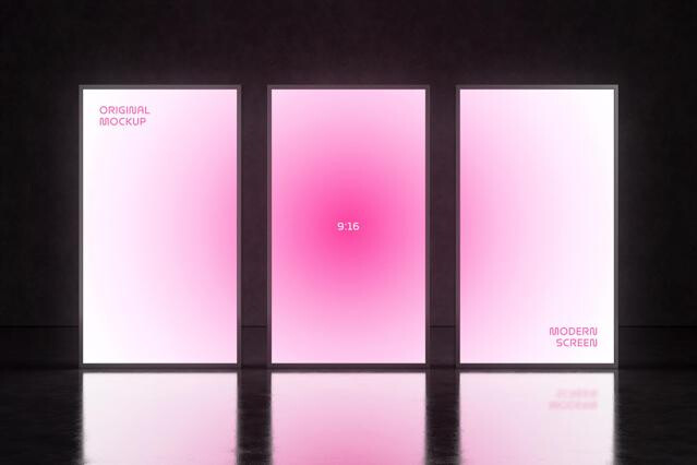 Glowing 9:16 Screens Mockup