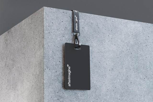 Hanging ID Card Mockup — Concrete Wall Backdrop