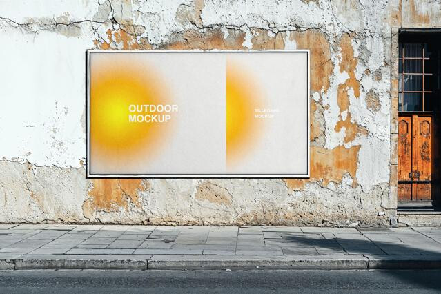 Scraped Wall Outdoor Billboard Mockup