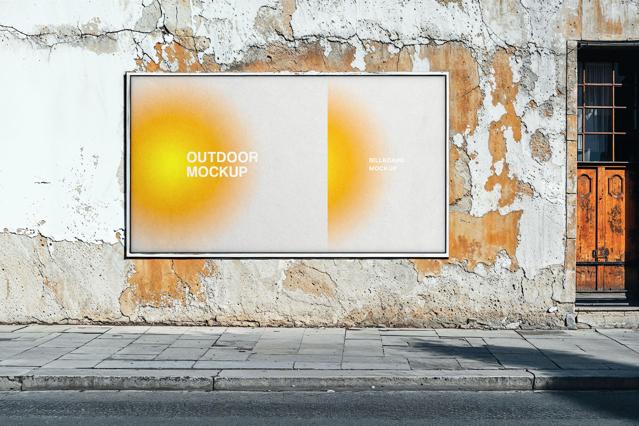 Scraped Wall Outdoor Billboard Mockup