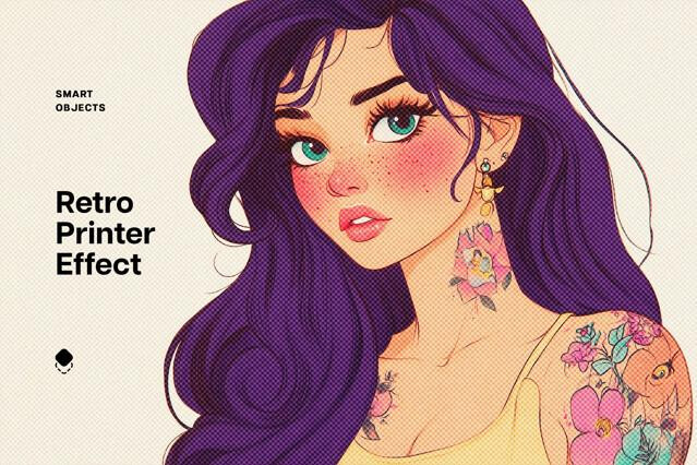 Retro Printer Photo Template