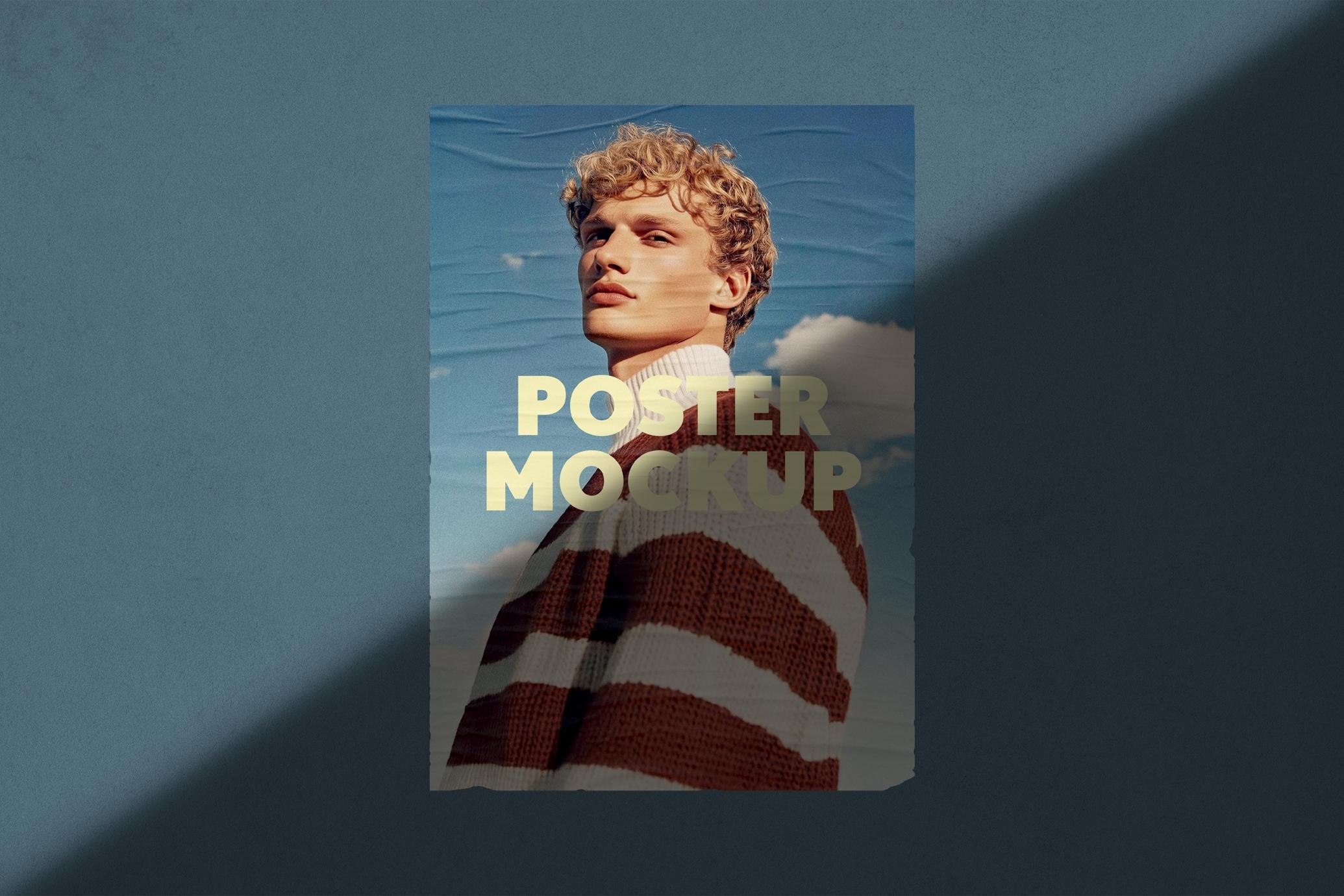 Glued Poster Mockup with Shadow Overlay