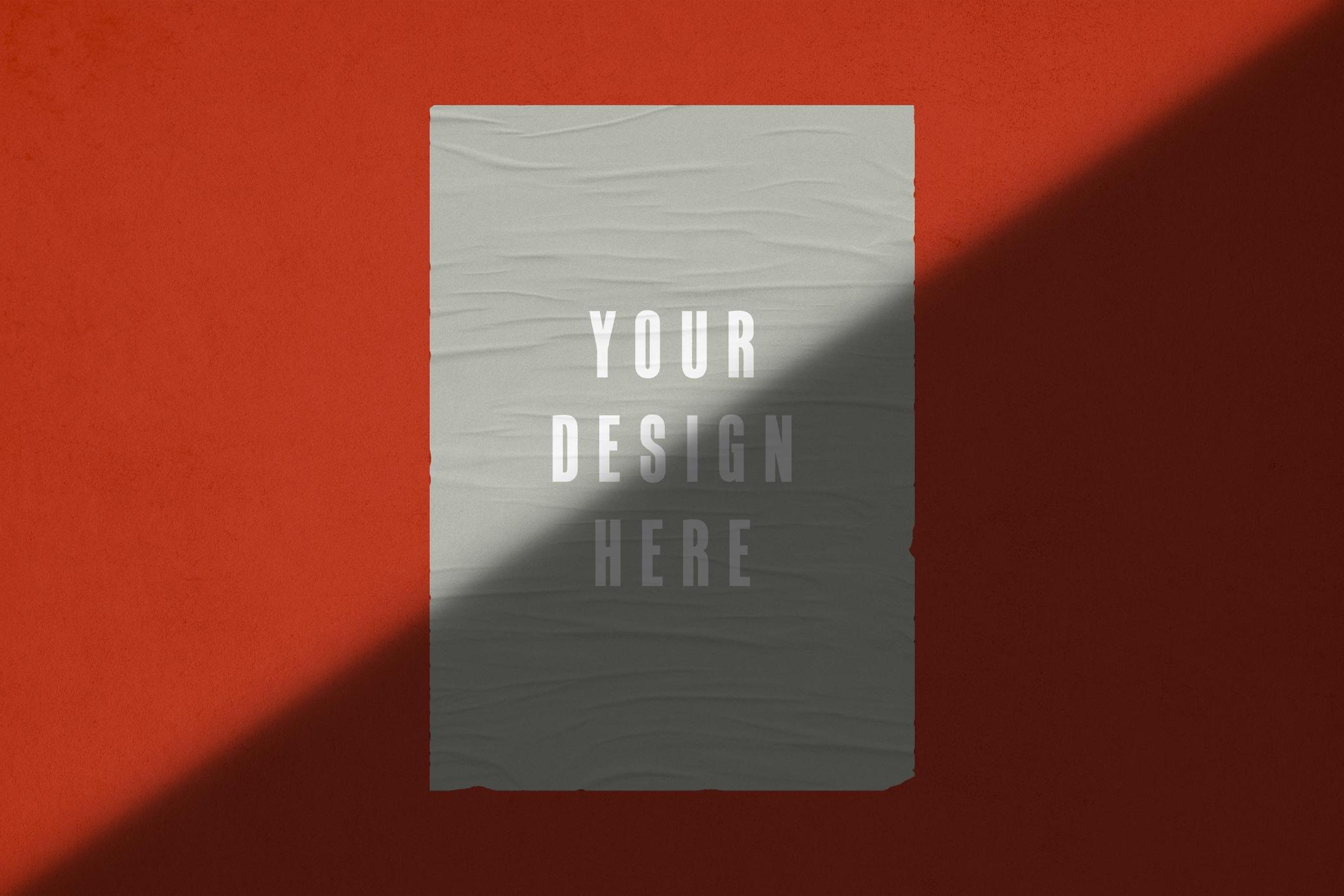 Glued Poster Mockup with Shadow Overlay