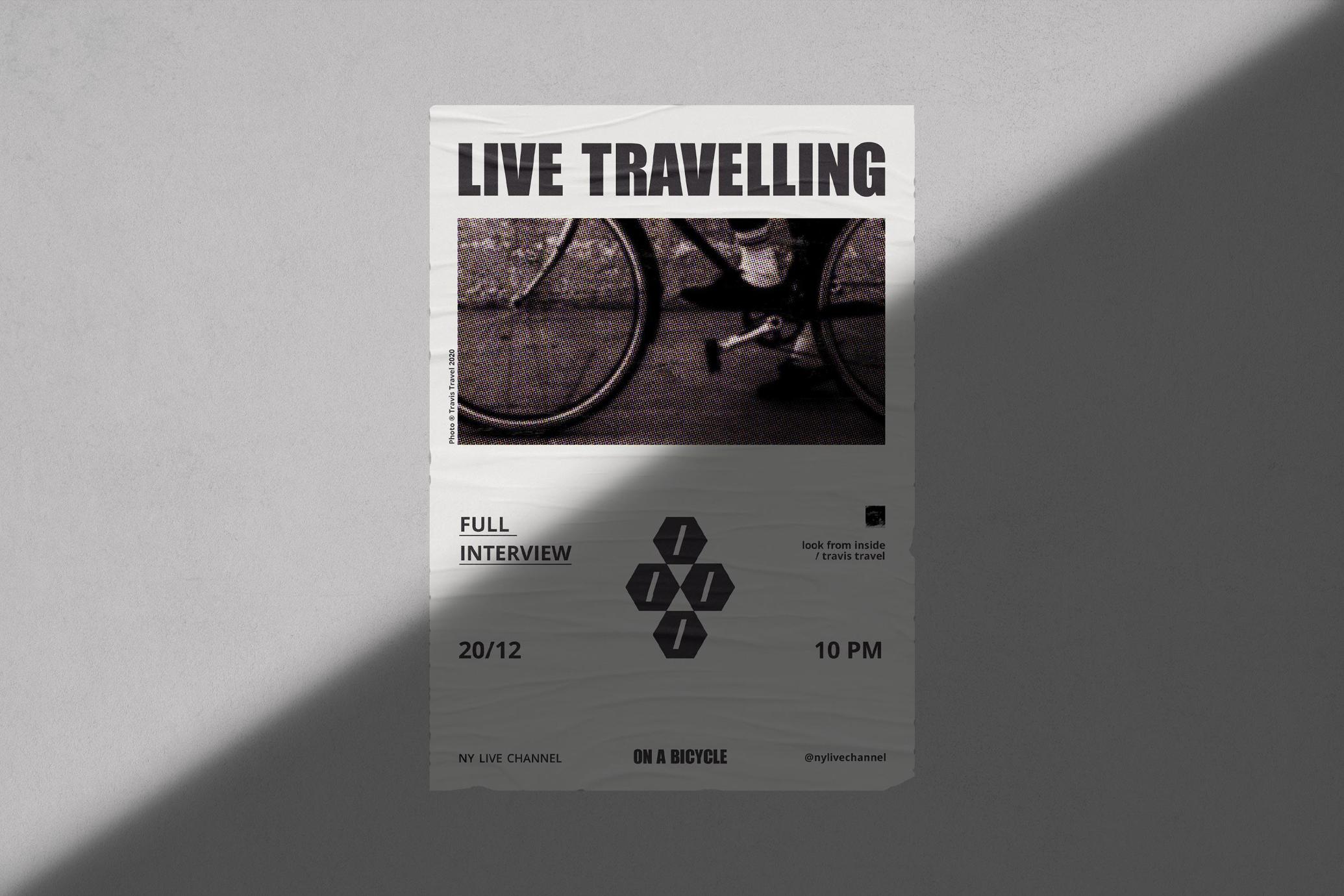 Glued Poster Mockup with Shadow Overlay