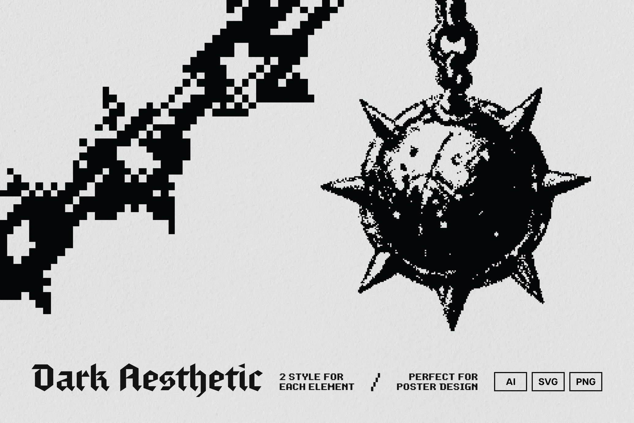 Dark Aesthetic Dithering Graphic Pack