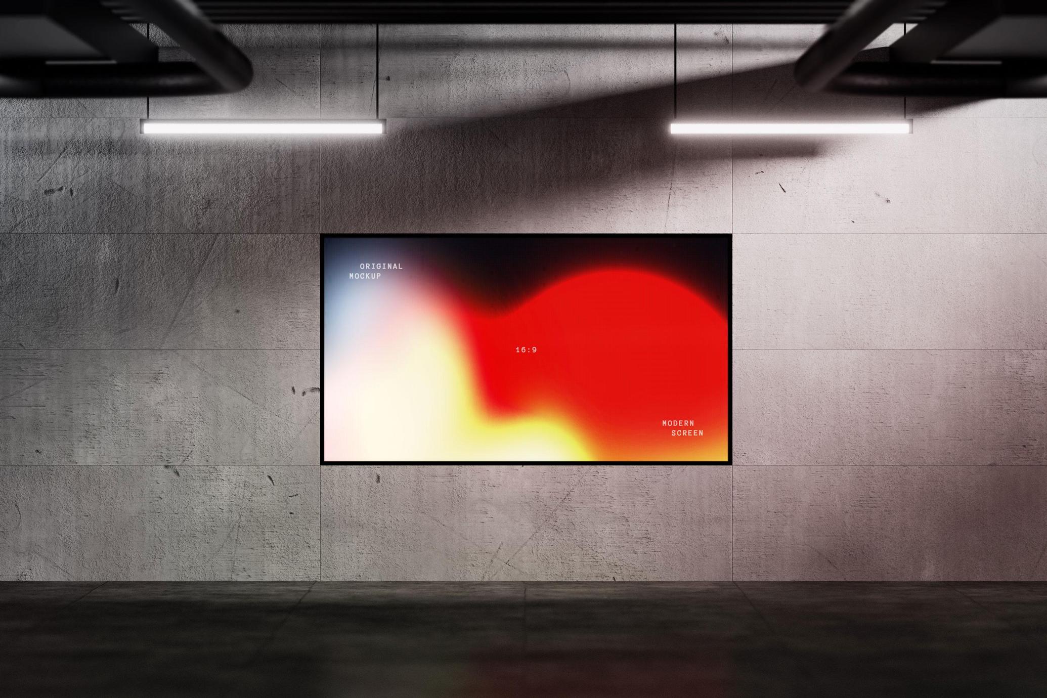 Industrial 16:9 LCD Screen Mockup
