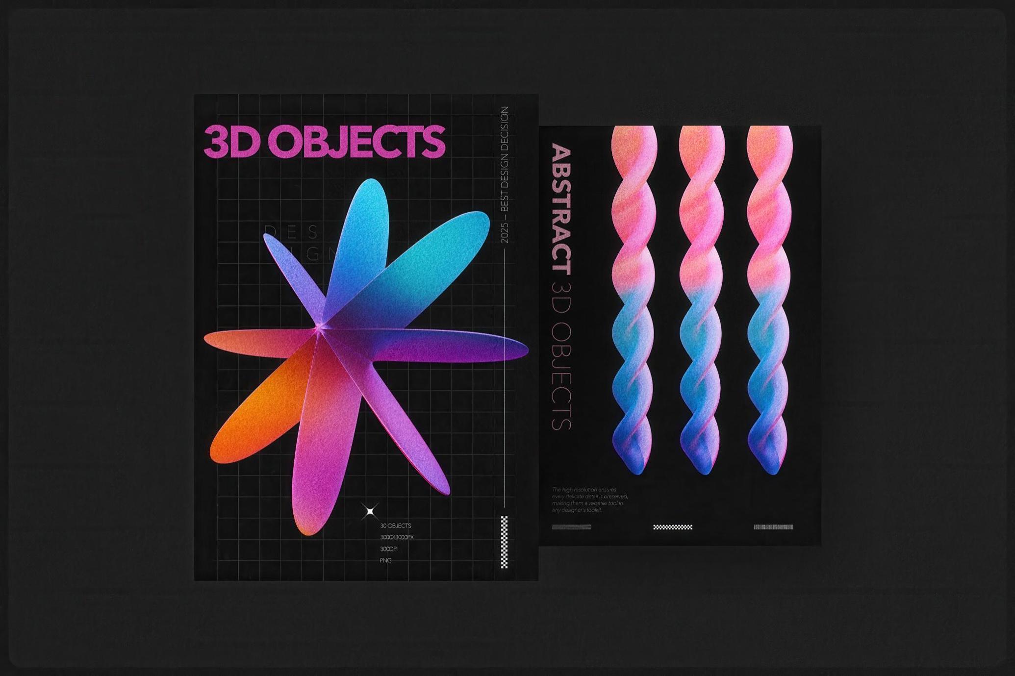 Y2K 3D Geometric Shapes Collection