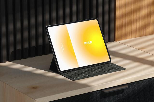 Sunlit Workspace iPad Mockup Scene