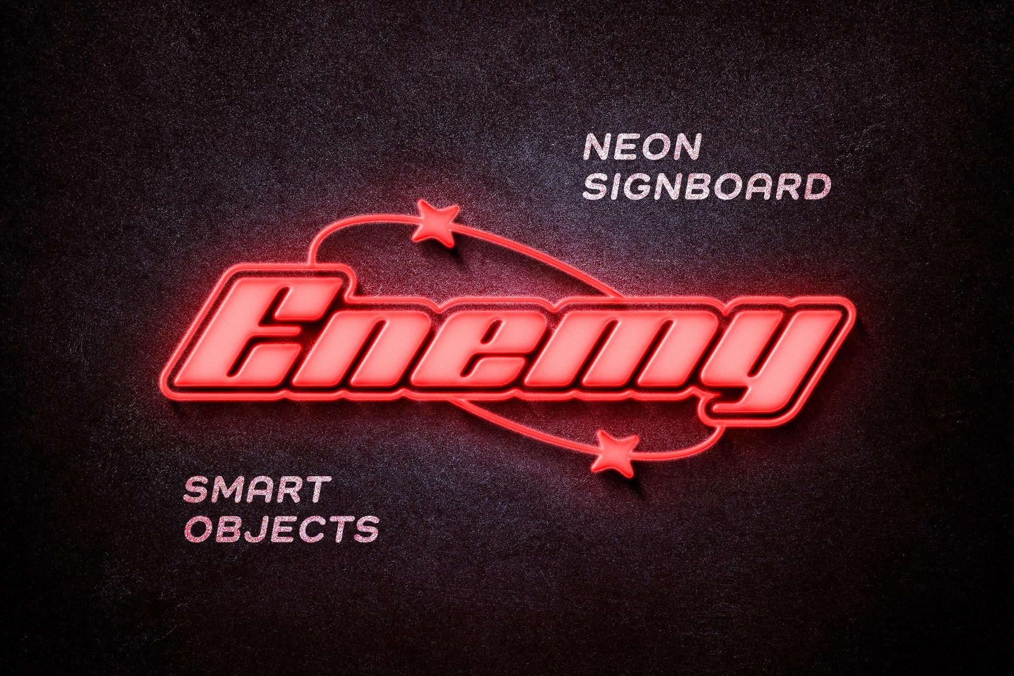 Red Neon Signboard Mockup