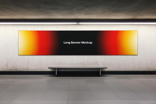Long Wall Banner Mockup
