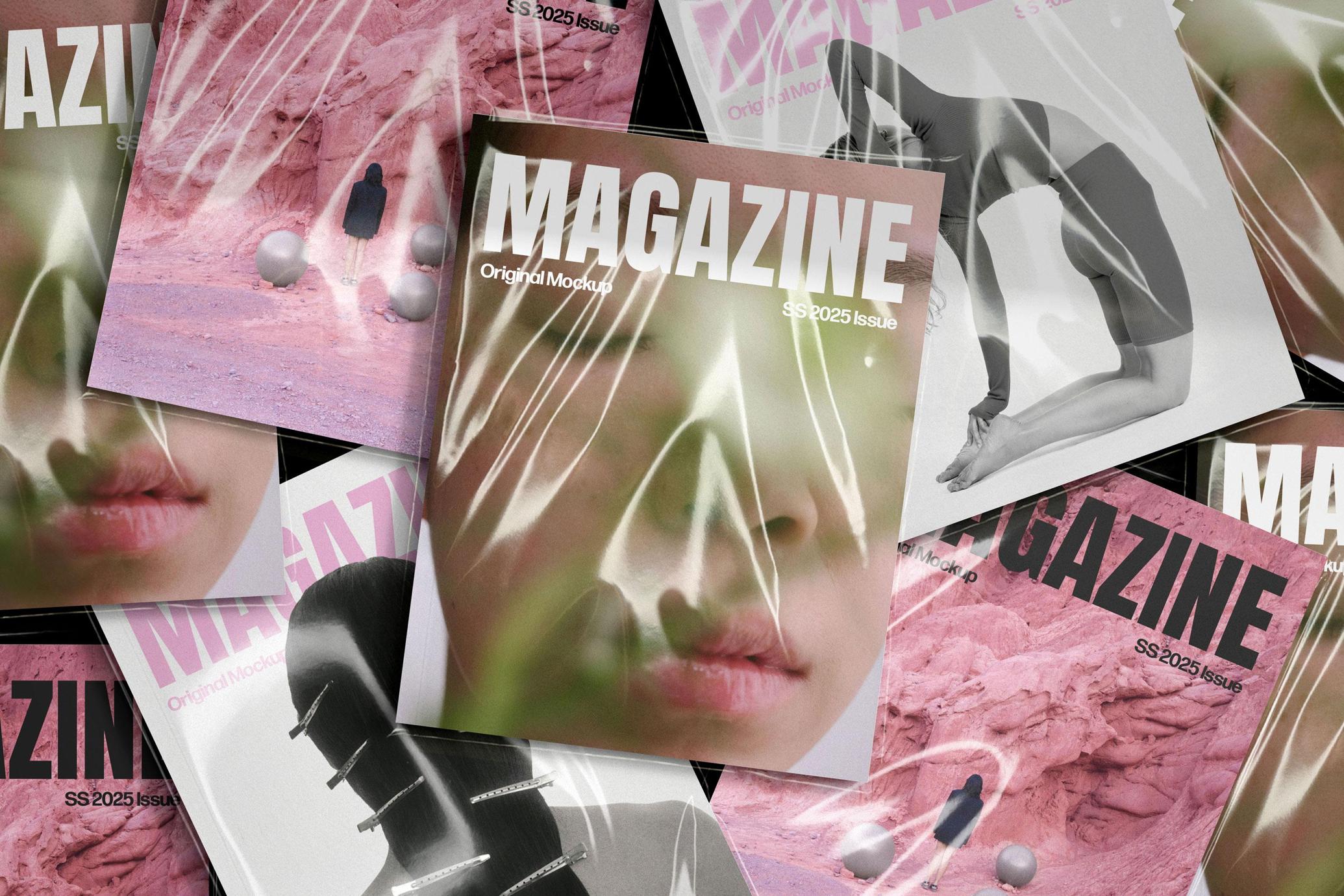 Layered Sleeve Covered Magazine Mockup