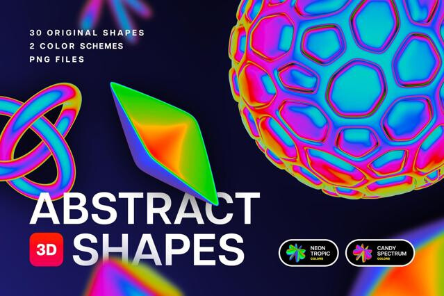 Iridescent Abstract 3D Objects