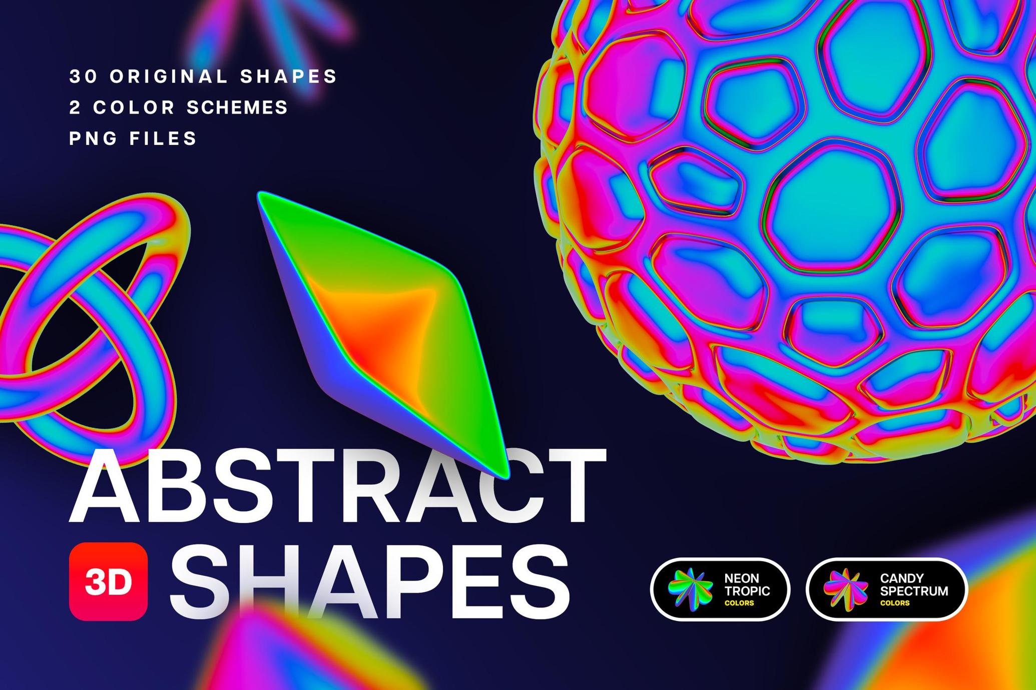 Iridescent Abstract 3D Objects