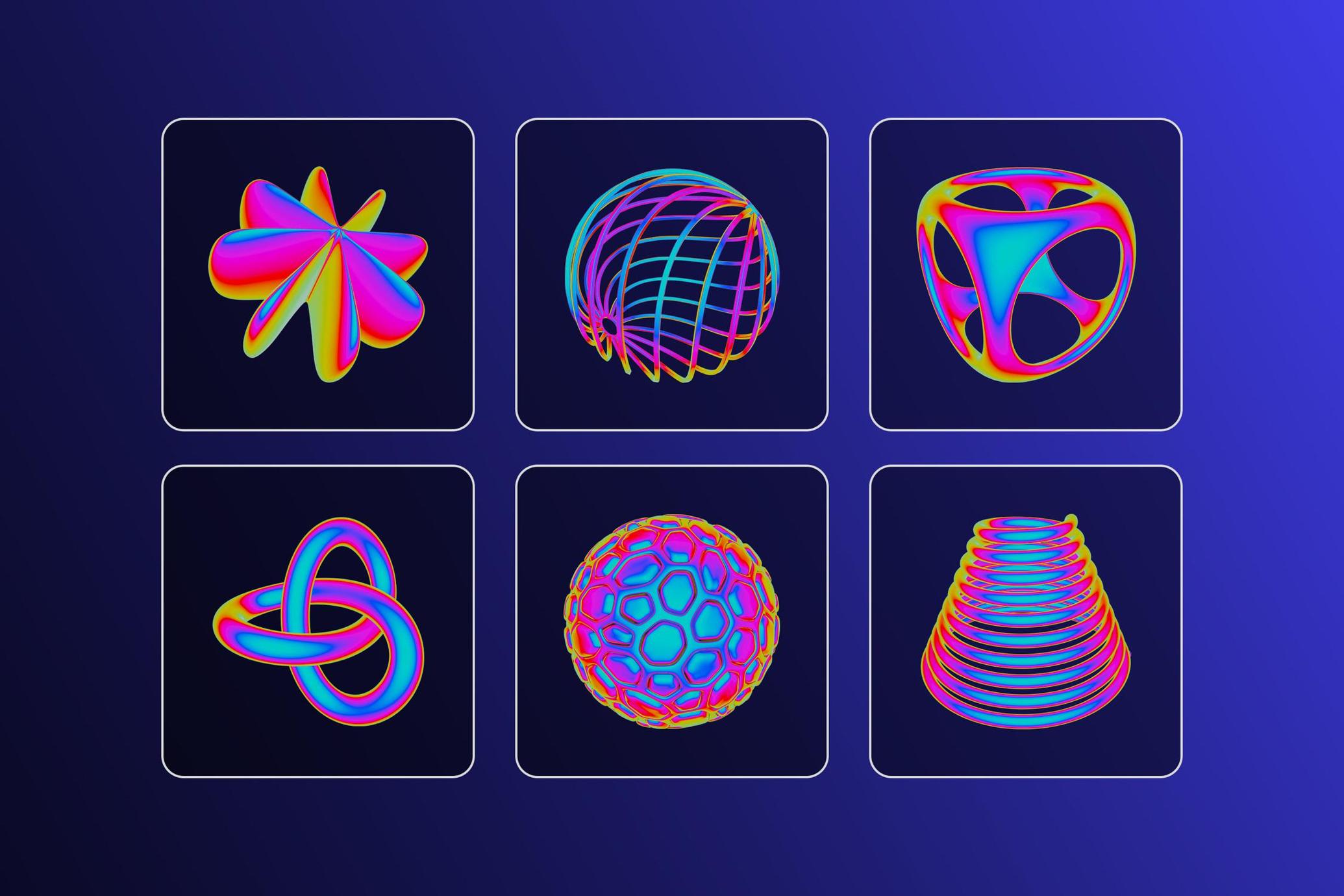 Iridescent Abstract 3D Objects