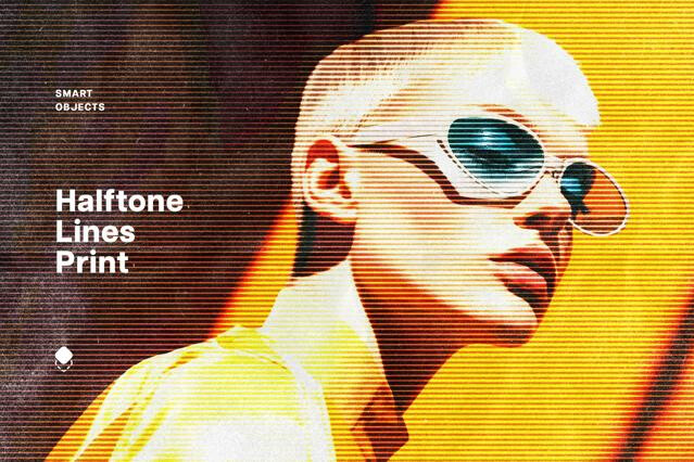 Vintage Halftone Lines Effect