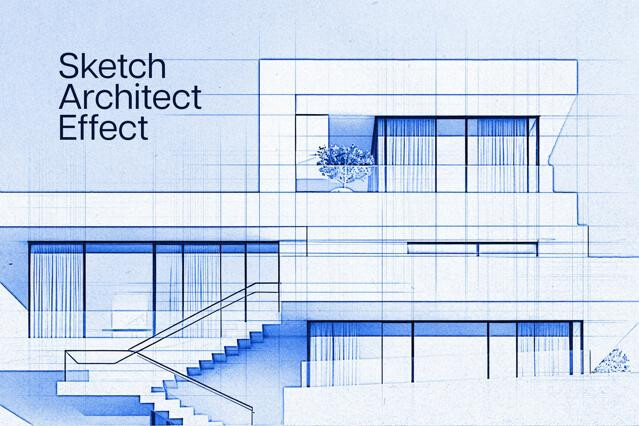 Architectural Sketch Photo Effect