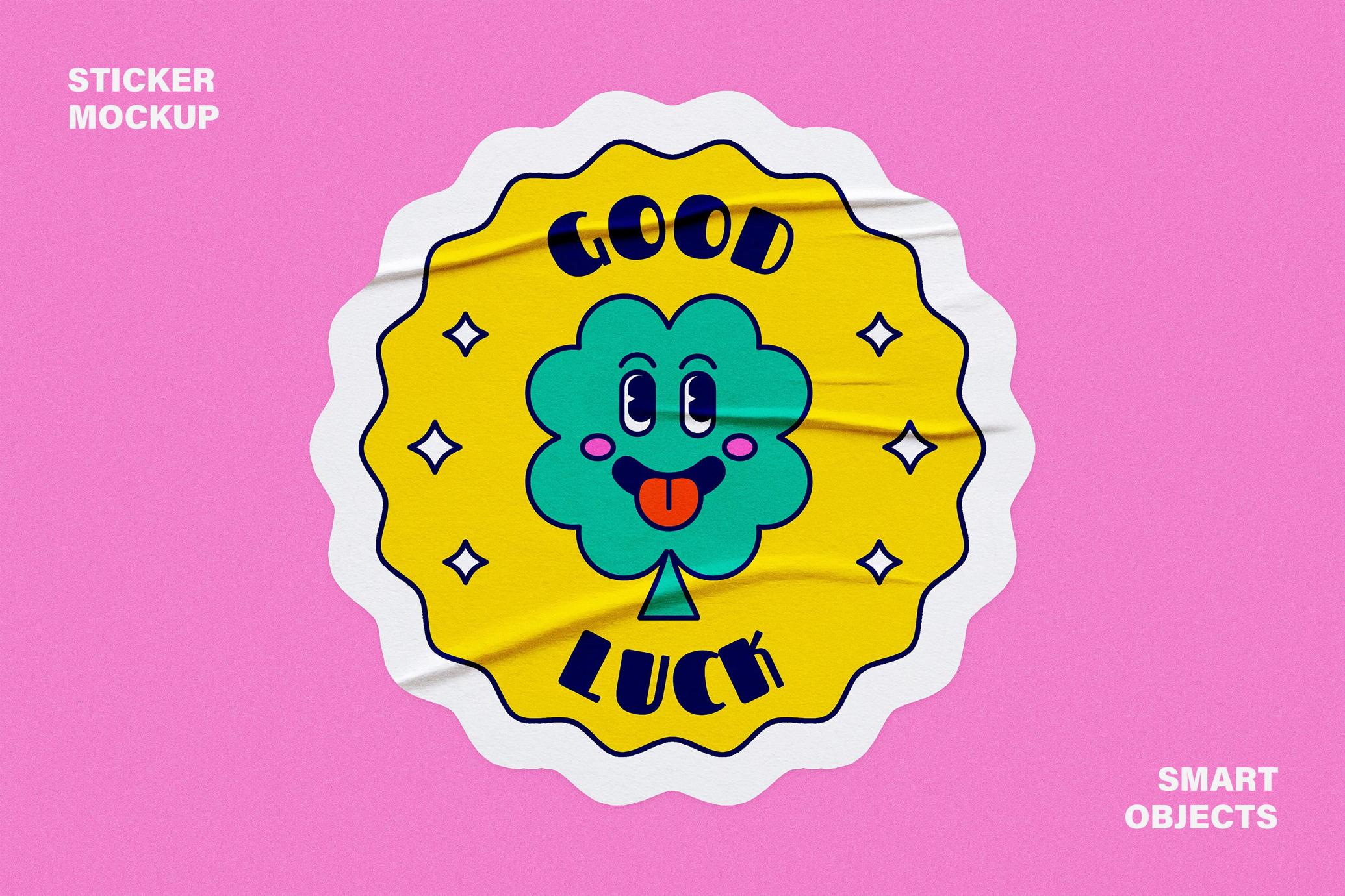 Crumpled Sticker Mockup