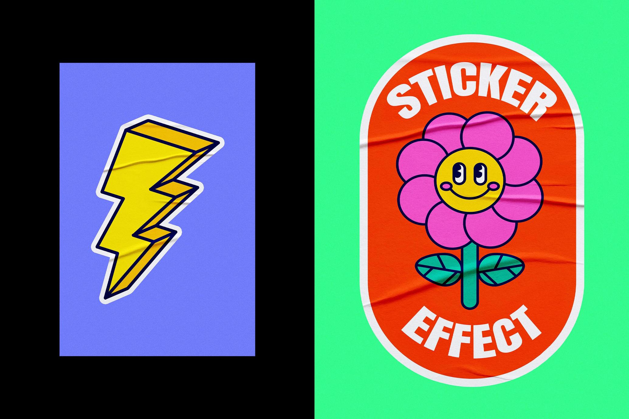 Crumpled Sticker Mockup