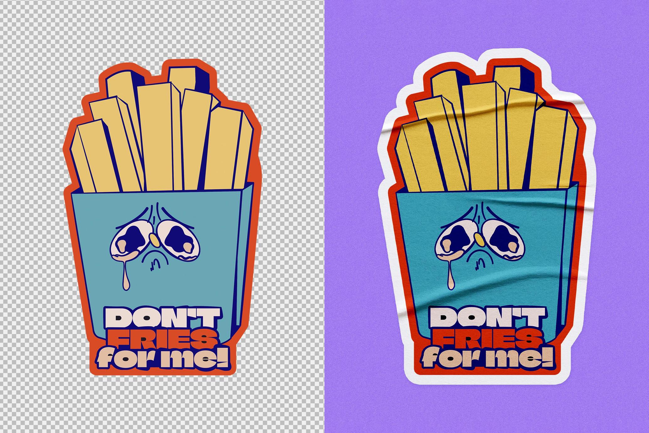 Crumpled Sticker Mockup
